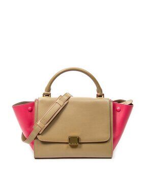 Celine Trapeze Small Beige Pink Calfskin Handbag